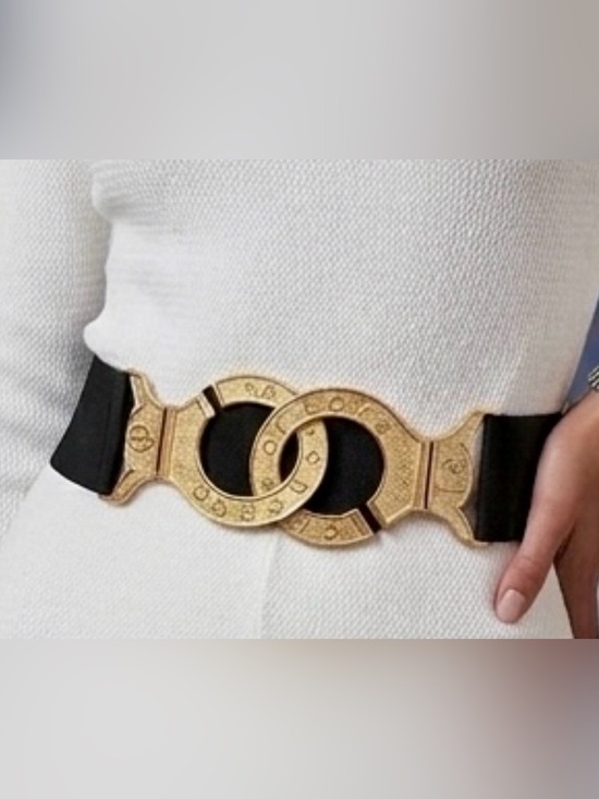 I D accessories Accessories - SEXY BLACK BELT I.D. GOLD elastic belt
